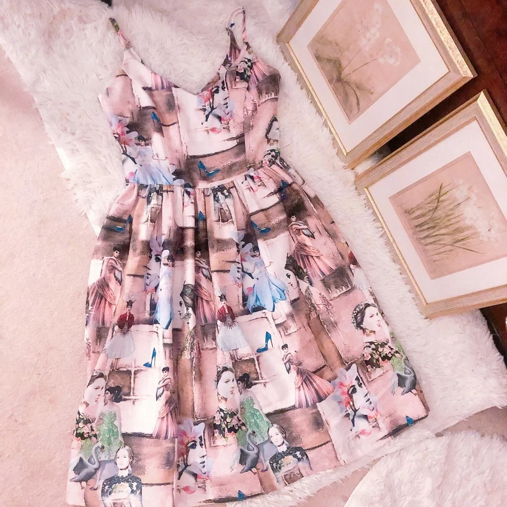 Super rare Tatyana Leading Ladies of Film Novelty Print Dress - Picture 5 of 13